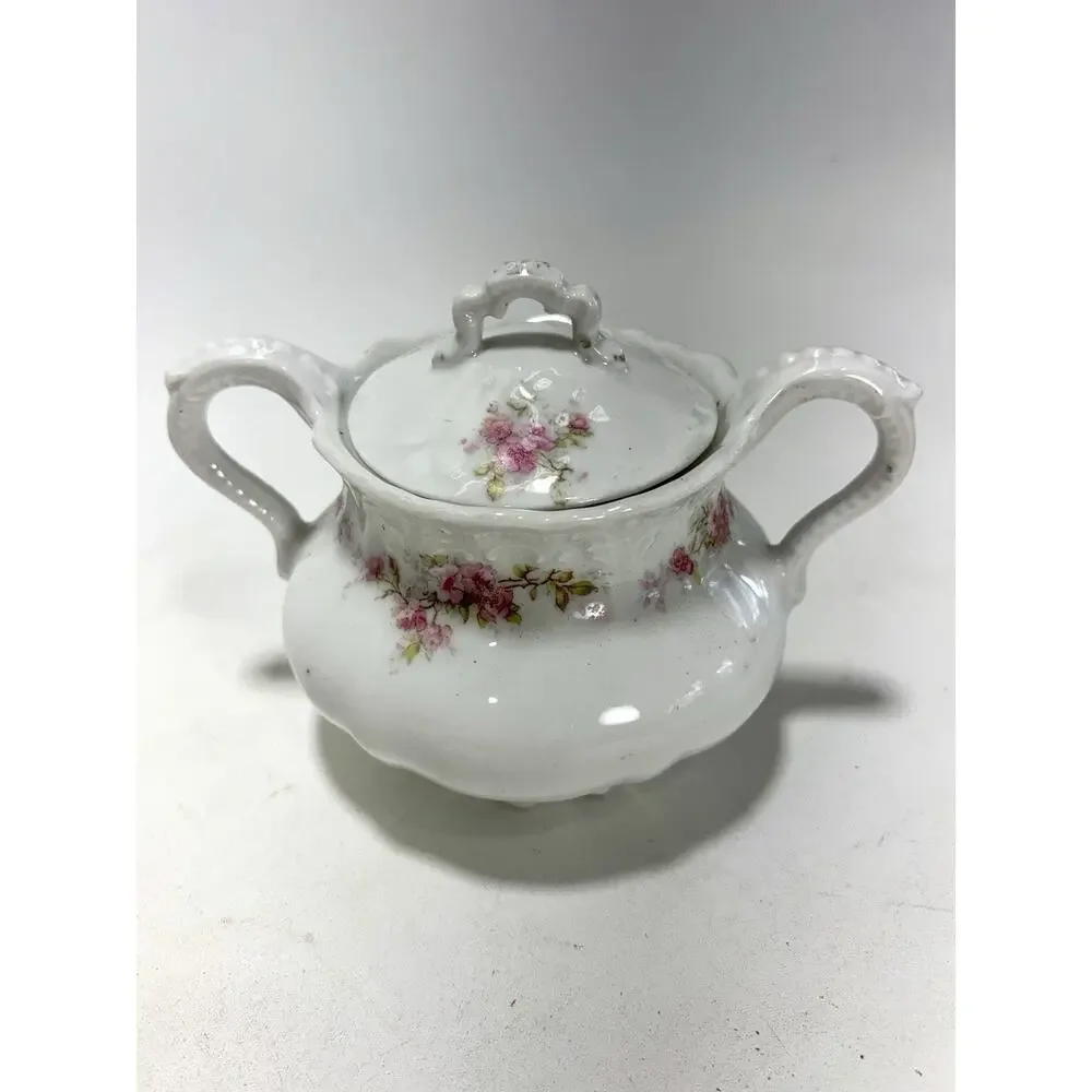 Antique Elite Limoges France Mini Sugar Bowl Floral Porcelain